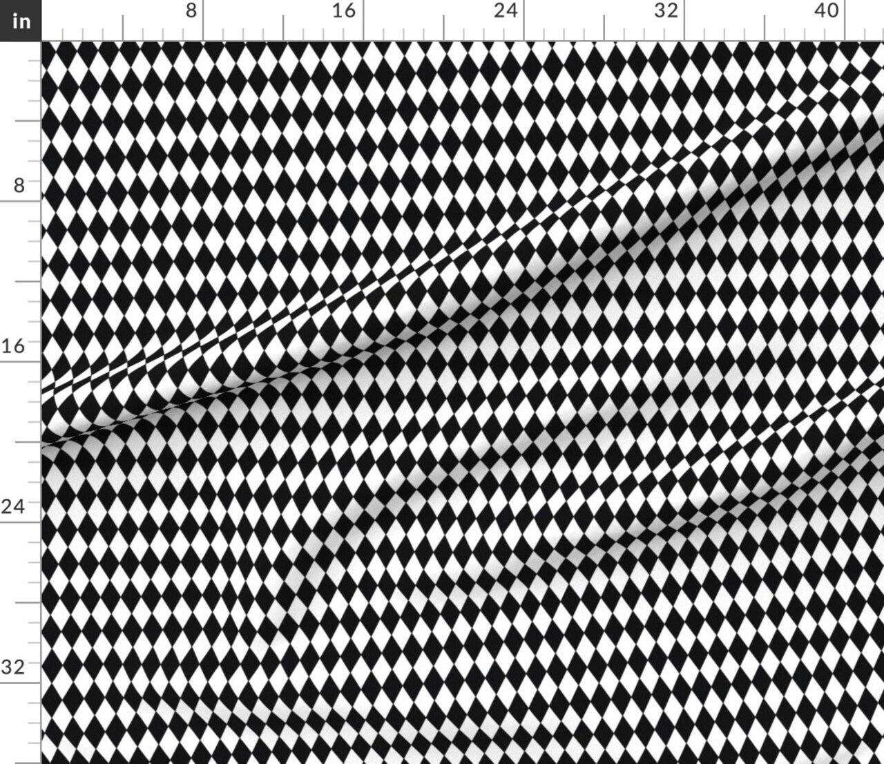 Diamonds Black White Small Diamond Check Geometric Custom Printed Fabric by Spoonflower Various Fabrics by the Yard or Fat Quarter
